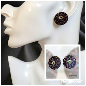 3/$30 VTG Mandala Fabric Button Post Earrings